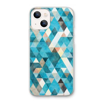 Gekleurde driehoekjes blauw: iPhone 13 mini Transparant Hoesje