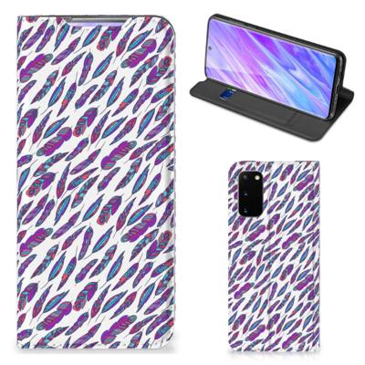 Samsung Galaxy S20 | Hoesje met Magneet | Feathers Color Samsung Galaxy S20 | Hoesje met Magneet | Feathers Color
