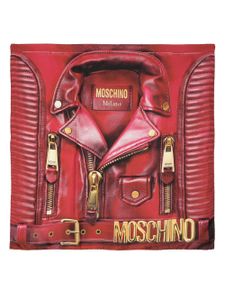 Moschino foulard en soie à imprimé Biker Jacket - Rouge