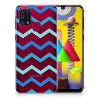 Samsung Galaxy M31 TPU bumper Zigzag Blauw