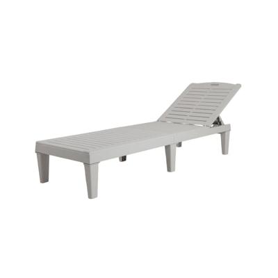 Set van 2 Ligstoelen met Verstelbare Rugleuning Kunststof Weerbestendig Tuinbed Wit