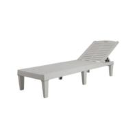 Set van 2 Ligstoelen met Verstelbare Rugleuning Kunststof Weerbestendig Tuinbed Wit
