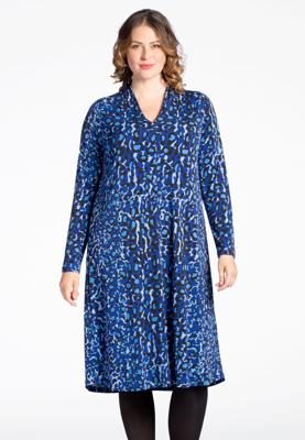 Yoek Jurk met v-hals BLUE LEO | Blauw | Maat 50/52