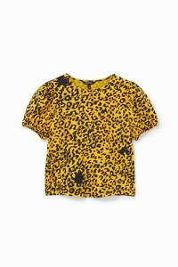 T-shirt met korte mouwen en dierenprint - YELLOW - XL