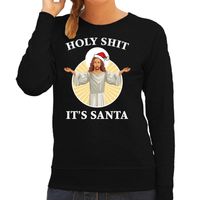 Zwarte Kersttrui / Kerstkleding Holy shit its Santa voor dames 2XL  -