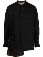 Ziggy Chen Asymmetric collage button-up shirt - BLACK - thumbnail