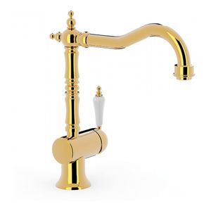 Keukenkraan Tres Clasic | Opbouw | 360° Draaibaar | Mengkraan | 1-hendel | Vintage | 24k Goud glans