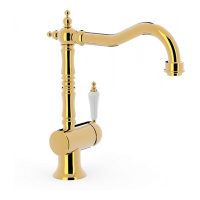 Keukenkraan Tres Clasic | Opbouw | 360° Draaibaar | Mengkraan | 1-hendel | Vintage | 24k Goud glans