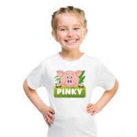 T-shirt wit voor kinderen met Pinky de big