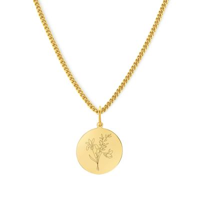 Gegraveerde geboortebloem ketting - Stainless steel - Goud - Februari - iris