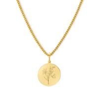 Gegraveerde geboortebloem ketting - Stainless steel - Goud - Februari - iris
