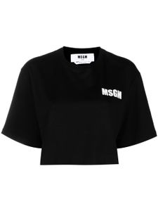 MSGM t-shirt crop à logo imprimé - Noir