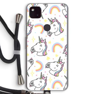 Rainbow Unicorn: Pixel 4a 5G Transparant Hoesje met koord