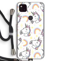 Rainbow Unicorn: Pixel 4a 5G Transparant Hoesje met koord