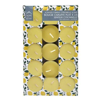 Citronella geur theelichtjes - Citrus geur - 15x stuks - waxinelichtjes - geurkaarsen