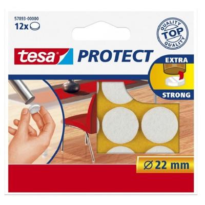 Tesa Meubelvilt rond wit 2,2 cm - 12x - zelfklevend