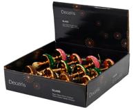 Paddenstoel glas l7b7h9.5 cm ass kerst - Decoris