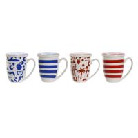 Kop met theefilter Home ESPRIT Blauw Rood Roestvrij staal Porselein 380 ml (4 Stuks)