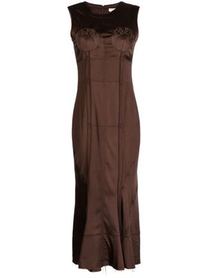 Marine Serre robe mi-longue à motif monogrammé - Marron