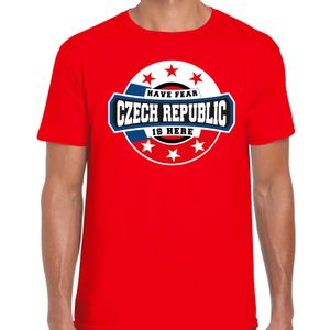 Have fear Czech republic is here t-shirt voor Tsjechie supporters rood voor heren