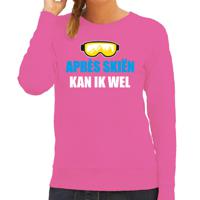 Apres ski sweater/trui voor dames - apres skien kan ik wel - roze - wintersport - skien - thumbnail