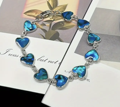 Blauwe Hartjes Zilveren Armband - Sieraden - Spiritueelboek.nl