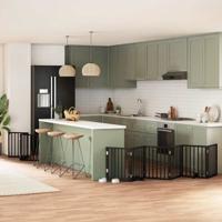 VidaXL Hondenhek inklapbaar 9 panelen 450 cm populierenhout zwart