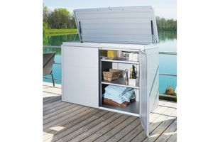 Biohort Metalen tuinhuis HighBoard 160x70x118 cm- Plat dak- Metaal- Biohort