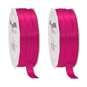 3x Luxe hobby/decoratie fuchsia roze satijnen sierlinten 1 cm/10 mm x 25 meter