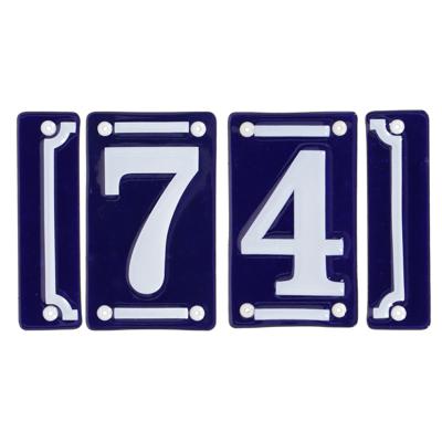 Best for Boots huisnummer 74 - met sierrand - Oudhollands - emaille - blauw/wit