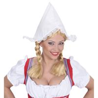 Carnaval verkleed Boerinnen hoofdkapje - wit - voor dames - boerderijleven - Volendams kostuum - thumbnail