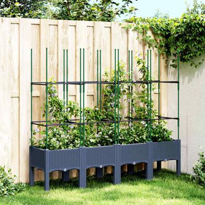 VidaXL Plantenbak met latwerk 160x40x142,5 cm polypropeen grijs