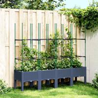 VidaXL Plantenbak met latwerk 160x40x142,5 cm polypropeen grijs