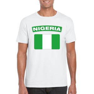 T-shirt met Nigeriaanse vlag wit heren