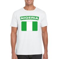 T-shirt met Nigeriaanse vlag wit heren