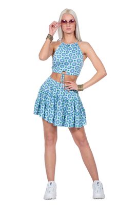Festival Outfit Dames 2-delig Blue Flowers