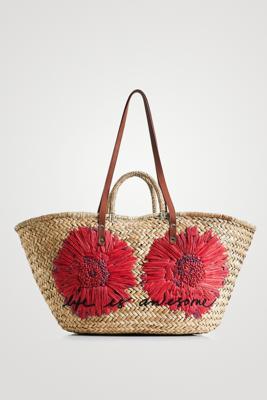 Draagtas met geborduurde bloemen - WHITE - U Draagtas met geborduurde bloemen - WHITE - U