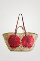 Draagtas met geborduurde bloemen - WHITE - U