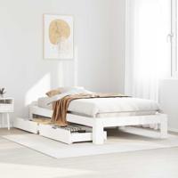 Bedframe zonder matras massief grenenhout wit 75x190 cm