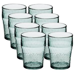 Onbreekbare drinkbekers - 8x - kunststof - transparant - 11 x 8 cm - gehamerde stijl - 400 ml