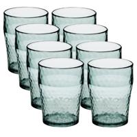 Onbreekbare drinkbekers - 8x - kunststof - transparant - 11 x 8 cm - gehamerde stijl - 400 ml