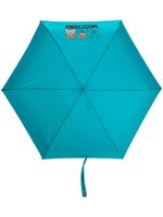 Moschino logo-print compact umbrella - Bleu - thumbnail