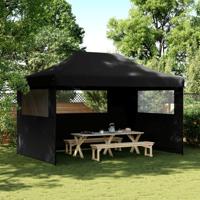 VidaXL Partytent inklapbaar pop-up met 3 zijwanden zwart VidaXL Partytent inklapbaar pop-up met 3 zijwanden zwart