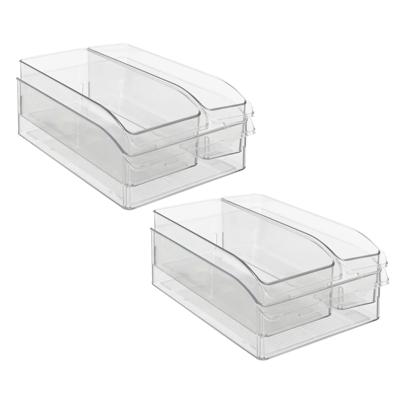 Koelkast/keuken organizer set - 2x - transparant - kunststof - L30 x H9