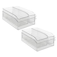 Koelkast/keuken organizer set - 2x - transparant - kunststof - L30 x H9