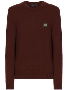 Dolce & Gabbana pull en laine à plaque logo - Rouge