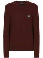 Dolce & Gabbana pull en laine à plaque logo - Rouge