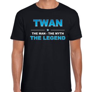 Naam cadeau t-shirt Twan - the legend zwart voor heren