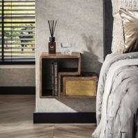 LifestyleFurn Hangend Nachtkastje 'Renée' Mangohout en brass, Set van 2 stuks