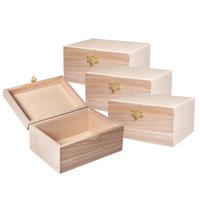 Rayher Hobby kistje/box - 4x - hout - met sluiting en deksel - 15 x 11 x 8 cm - opbergen